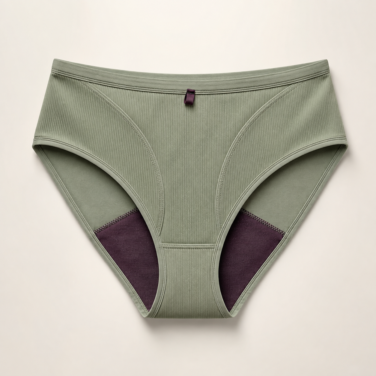 Sage Bloom Ribbed Leakproof Brief